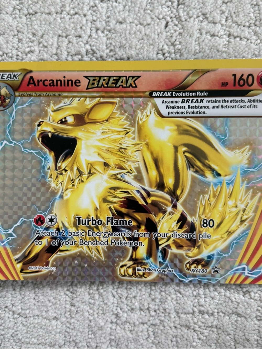 Arcanine BREAK Full Art Pokémon Card - Gold Holo JUMBO CARD